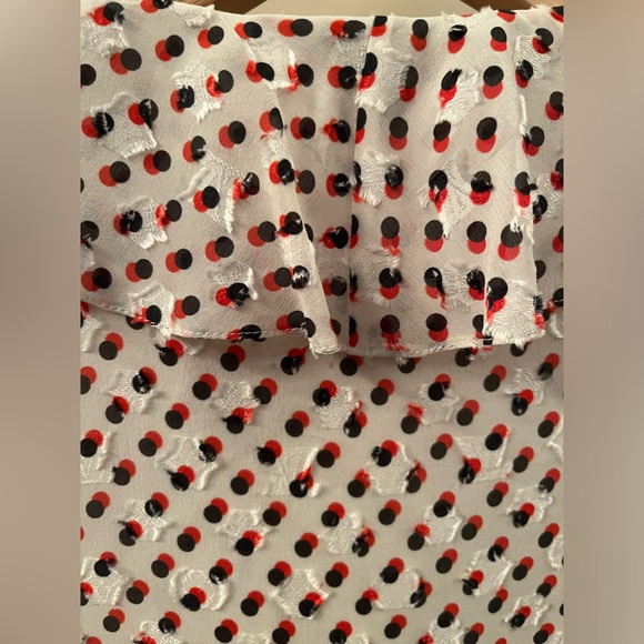 Sold — Louis Vuitton 2019 Silk Chiffon Wrap Dress Ivory Red Black Dot FR38 6 - Picture 4 of 14
